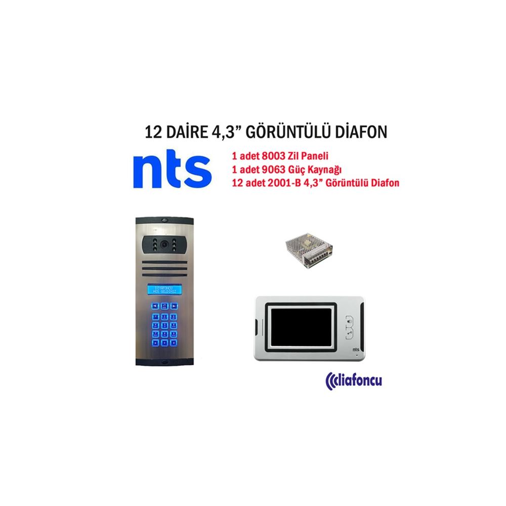 12 Daire Nts 4.3 inç Görüntülü Diafon Fiyatı