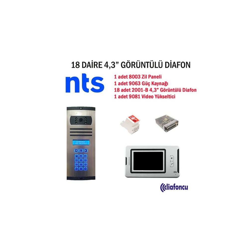 18 Daire Nts 4.3 inç Görüntülü Diafon Fiyatı